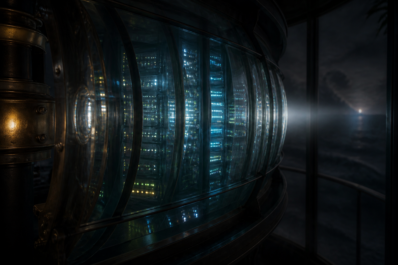 Media streaming infrastructure through lighthouse lens glass panel